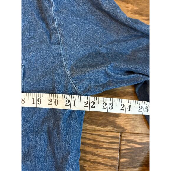 Open Trails Denim Button Down Shirt Medium Blue 100% Cotton Casual Workwear - Picture 5 of 7